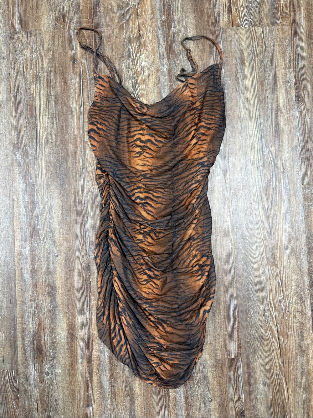 Princess Polly brown tiger stripe mini dress in a US 10